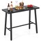 Black Metal Patio Counter Height Table with Footrest, Adjustable Foot Pads